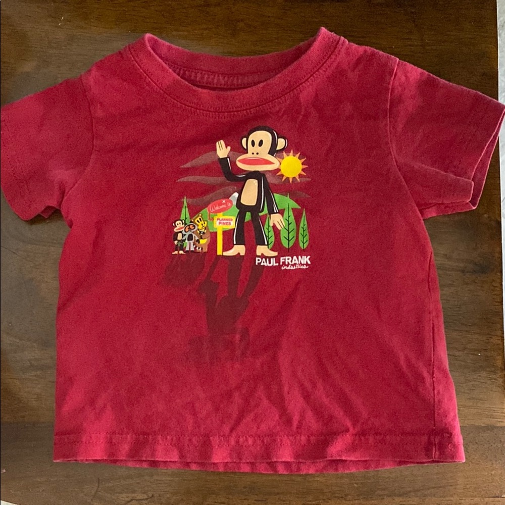 Paul Frank Red Short Sleeve Tee with Cartoon Design